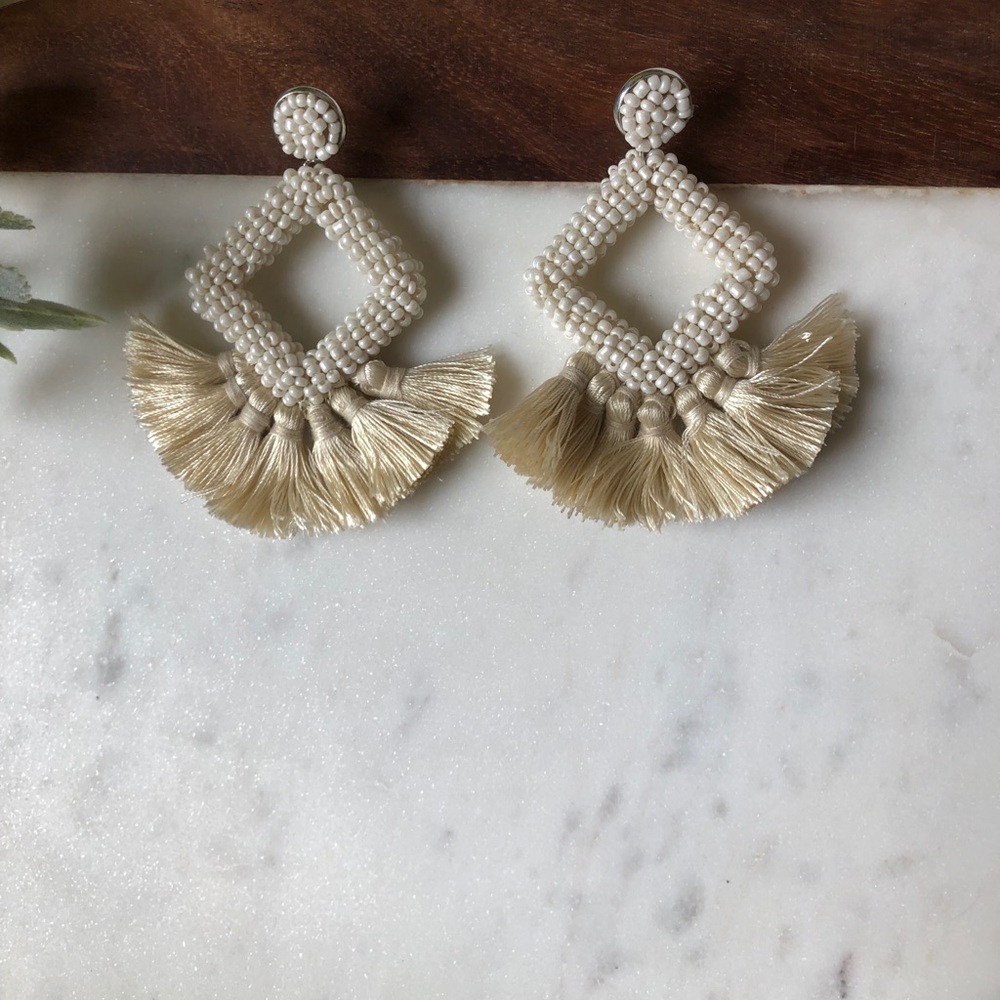 NWOT!! The Isabella - Fringe Beaded Drop Earrings - Picture 3 of 4